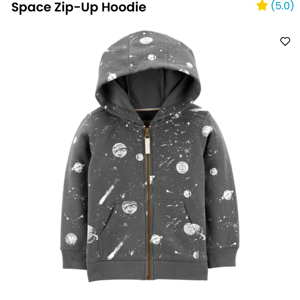 CARTER'S SPACE FLEECE LINED HOODIE - SIZE 9 MONTHS
